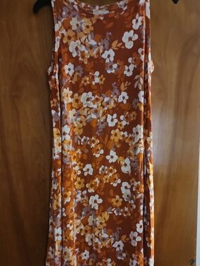 LOFT Outlet Orange Rust Floral Dress